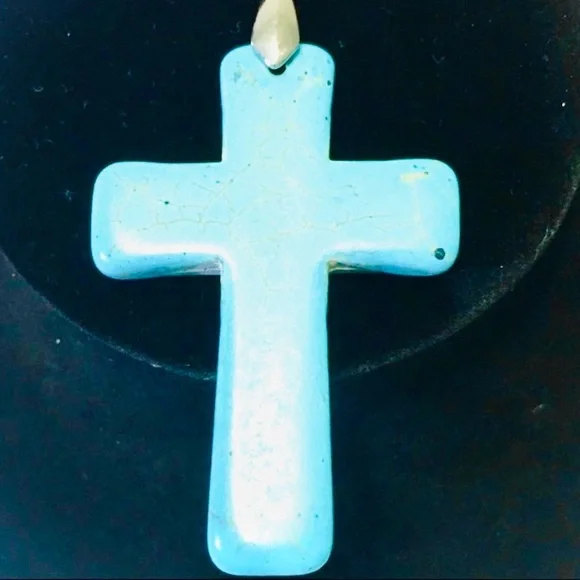 Turquoise Cross Pendant, 2” Long, NWOT - Picture 3 of 3